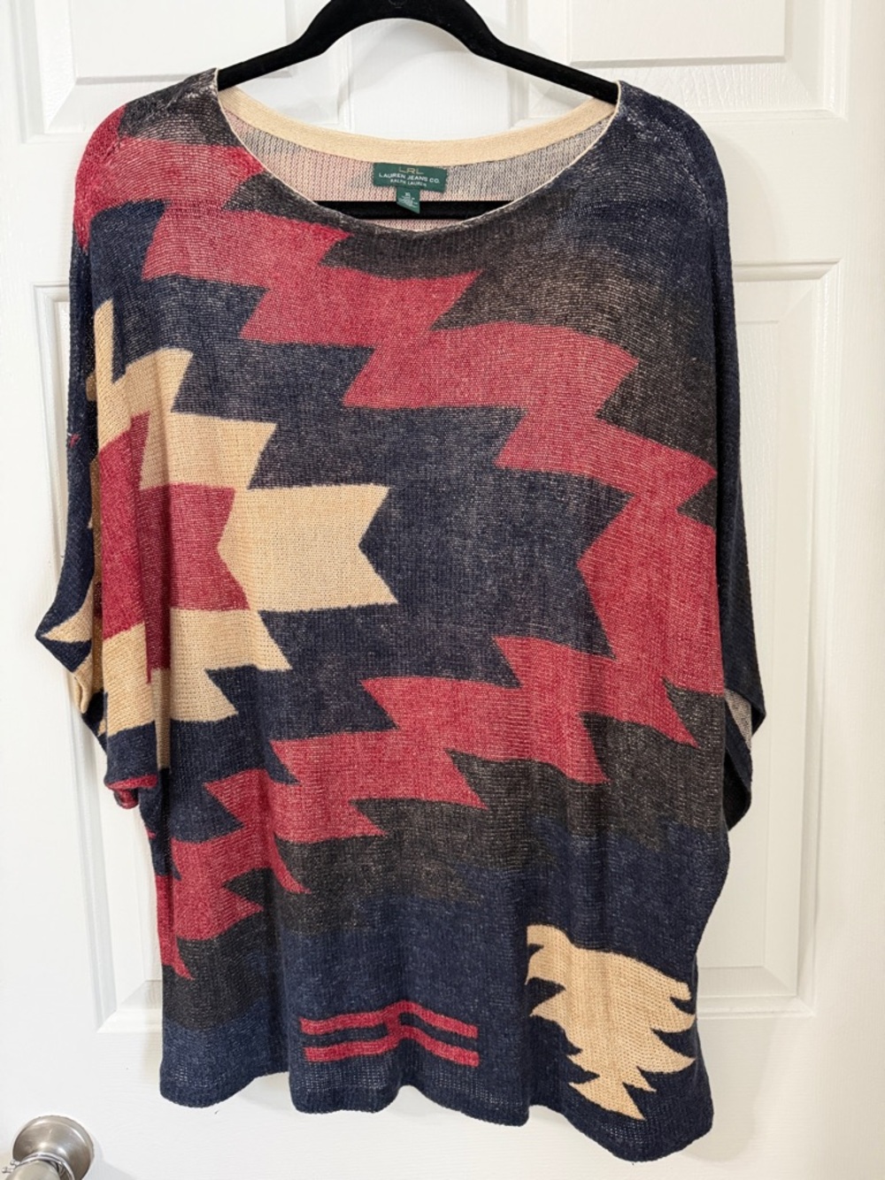 Vintage Lauren Ralph Lauren Drop Shoulder Light Western Print Sweater